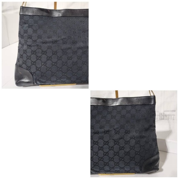 Authentic Gucci Vintage GG Canvas and Leather Shoulder Bag Black - Picture 6 of 12